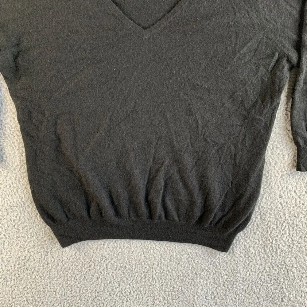 Talbots Sweater Womens Medium Black Pure Cashmere Pullover V Neck 3/4‎ Sleeve